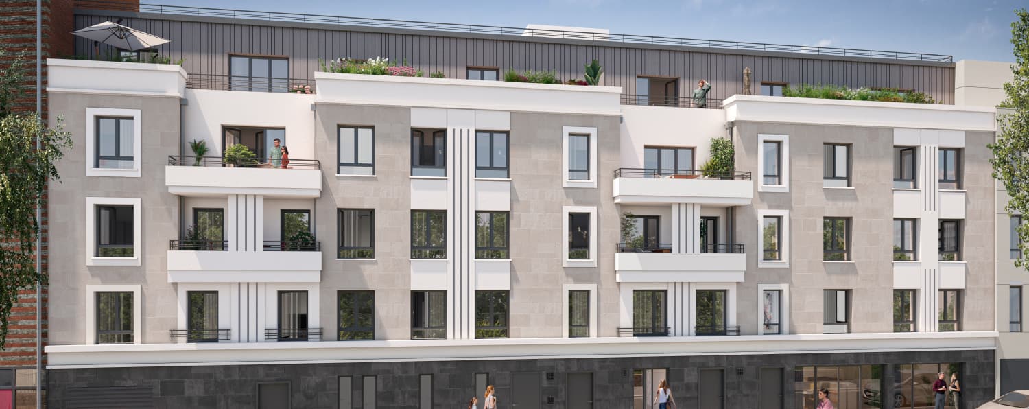 Aubervilliers — Cette résidence contemporaine se compose de 23 appartements, du studio au cinq pièces, répartis sur ...