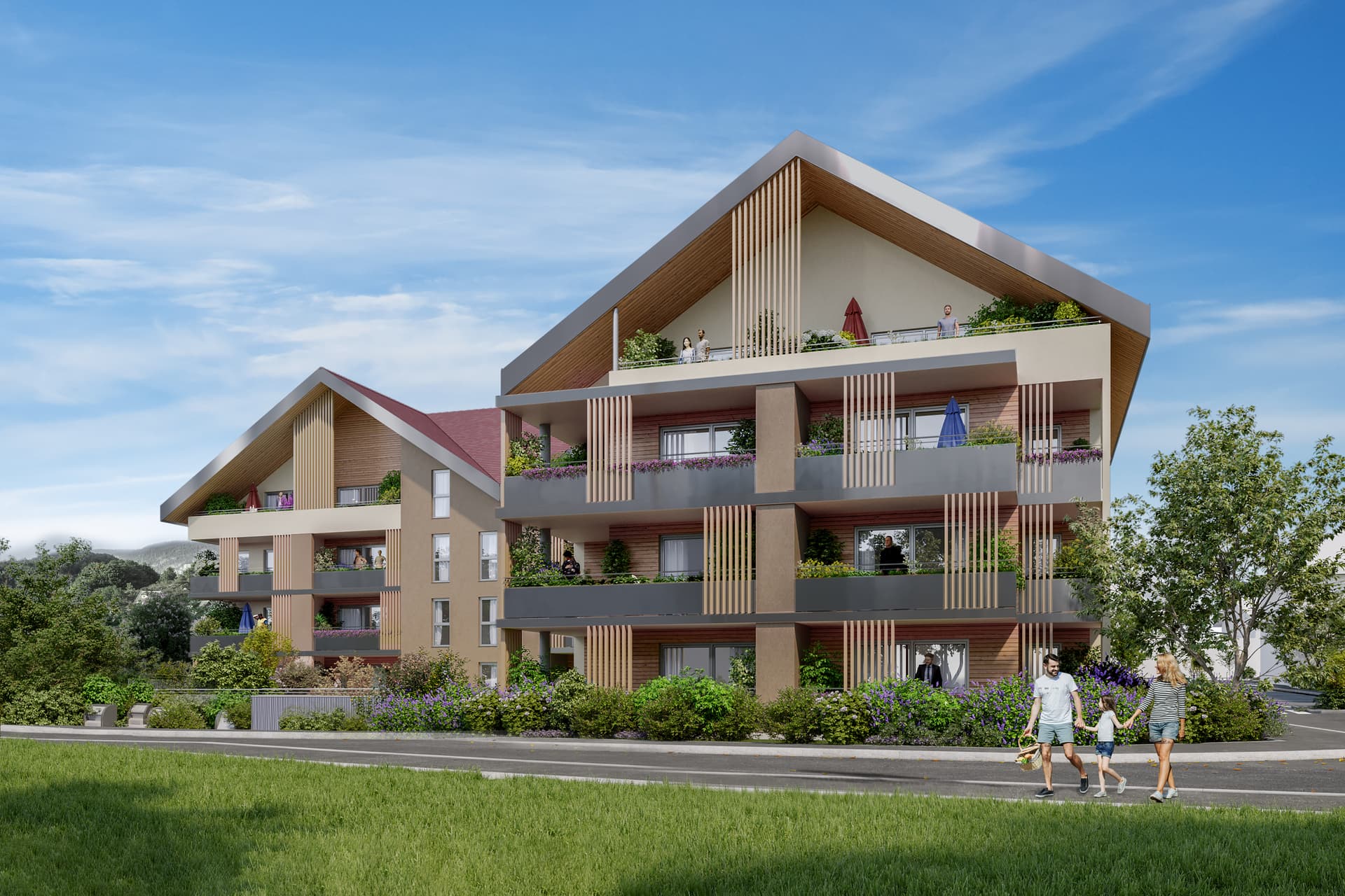 Frangy — Au cœur du village, un nouvel ensemble résidentiel s’intègre harmonieusement dans le tissu existant,...